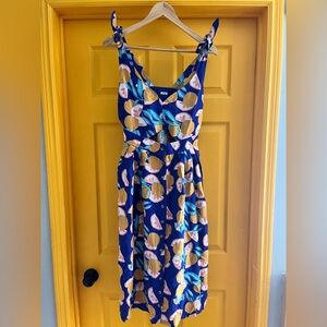 Blue Dress with Citrus Theme Print